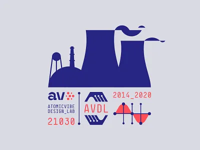atomicvibe 2020 redesign - 04 a atomic blue branding cooling tower custom type experimental type geometric graph hands hexagon lab logo monogram monospace nuclear numbers reactor smoke v