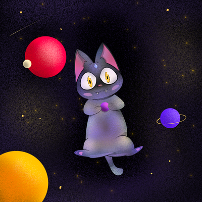 Cat planet design flat illustration minimal