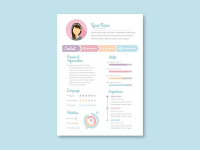 Free Vector Resume Template with Feminine Design cv download free cv free cv template free resume free resume template free template freebie freebies resume