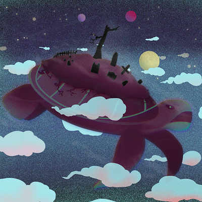 Sky turtle design flat illustration minimal