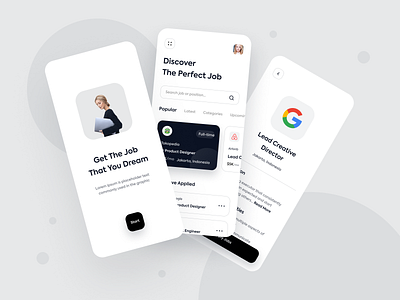 Job Finder Mobile Apps app clean design finder job job finder jobs minimalism minimalist mobile simple ui ux