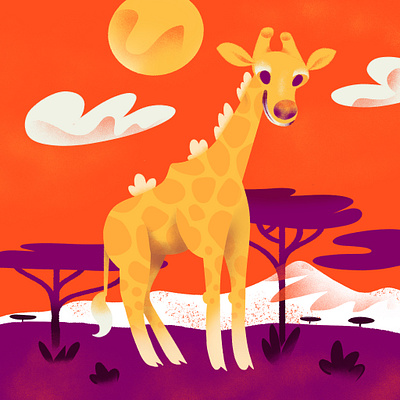 "G"= Giraffe alphabet animal character childrens book childrens illustration color giraffe illustration procreate series texture