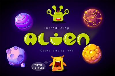 Alien | kids display font baby cartoon circle creativefabrica design digital art digital design display font font family fontbundles funny font futuristic kids kids font logo quirky font serif shape space font