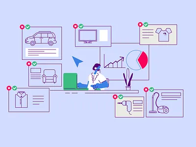 Besedo Marketplace animation computer digital explainer video illustration marketplace office