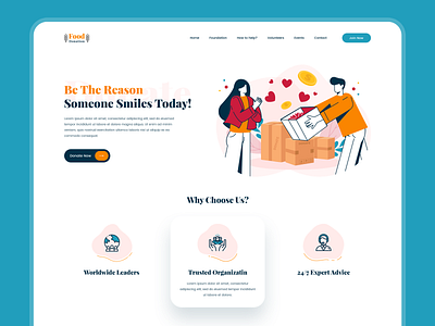 Food Donation Landing Page Design app concept app design app designer app development app development company creativity design dribbble food food app food app ui food donation illustration landing page webapp design webpagedesign website
