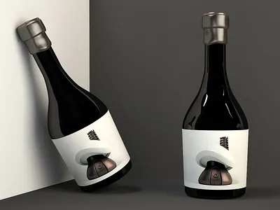 Mushroom wine 3d art packaging design wine wine label