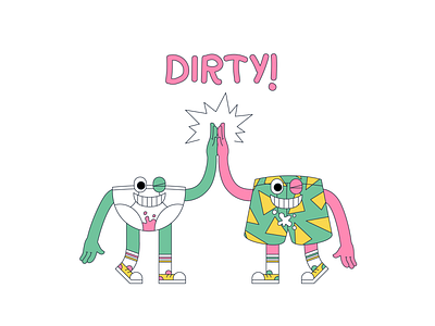 dirty! 2d character design digital flat illustration minimal ui vector web