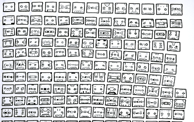 faceless sounds jacco de jager art artist cassette cassette tape cassettes donorbrain drawing drawings hyroglifics illustration robotfaces tape tapes