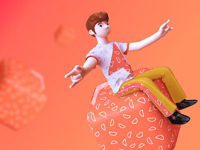 Fourth wedding anniversary - Dad animation c4d design flat illustration typography vector 一家人 平面