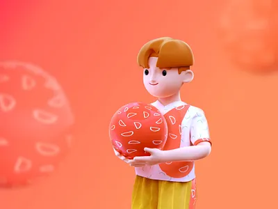 Fourth wedding anniversary - Children animation c4d design flat illustration vector 一家人 平面 插图 设计