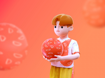 Fourth wedding anniversary - Children animation c4d design flat illustration vector 一家人 平面 插图 设计