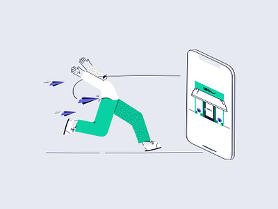 The power of push notification character characterdesign design flat illustration flatdesign illustration minimal notification online shop push notification shop website