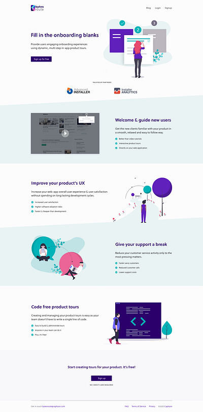 Bytes Route website landing page landing page onboarding product tours startup ui webdesign