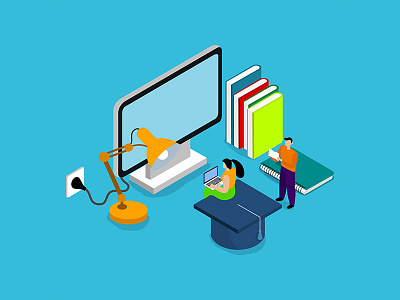 Flat Illustration Education Concept app banner book business concept design education flat icon illustration internet knowledge learning online people school technology university vector web