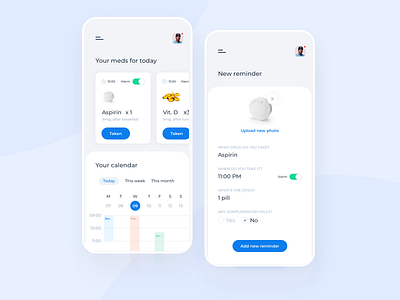 Health Calendar Mobile App calendar clean health healthcare mobile app mobile apps mobile design pills reminder