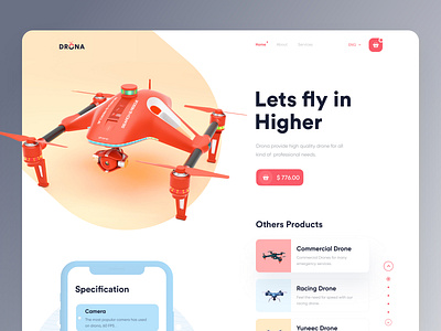 Web header Design - Drone best header creative design design dribbble dribbble best shot drone drones header design landing page layout logo design minimal popular design popular shot trend trendy ui ux website website design