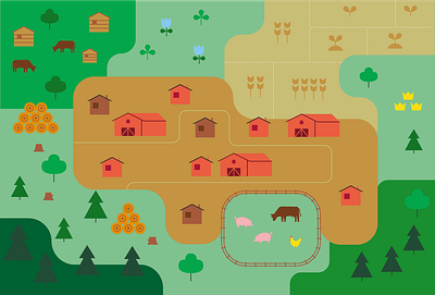 farmers and fields farming forest icons illustration infographics map nature simple vector