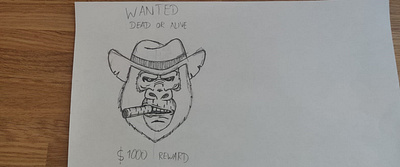 cowboy monkey smoking a cigar with a bounty on it
