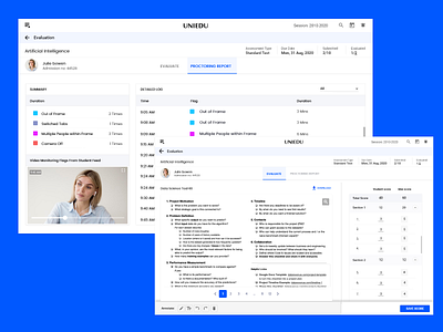 Online Exam - Proctoring Report ui ux web application design