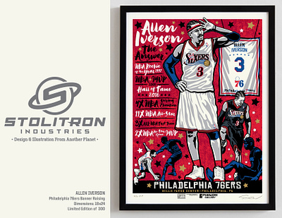 Allen Iverson Key Moments Poster allen iverson graphic design illustration limited edition nba philadelphia 76ers poster screenprint serigraph