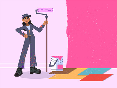 Painter 🖌️ brush bucket character design design flat girl girl character graphic house painting illustration ilustracion paint painter painting pink renovation renovations vector woman woman illustration