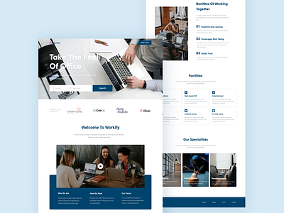 Workify || Co-Working Space agency landing page branding colorful design coworking space creative ui home screen homepage landingpage popular design popular shot website