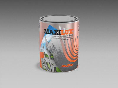 MAXILUX Metal Primer branding design graphicdesign label metal orange package packaging product visual identity