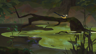Wagtail background bird bird illustration birds lake nature ornithology paint painting serene wagtail wildlife