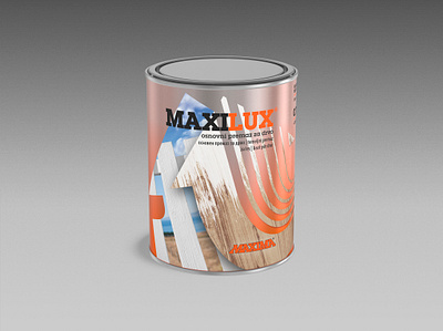 MAXILUX Wood Primer branding design graphic design label orange package package design packaging product visual identity wood