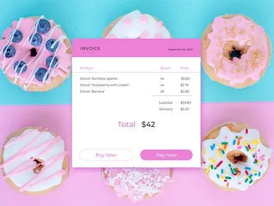 Invoice 046 daily 100 challenge dailyui dailyuichallenge donut invoice ui web web design