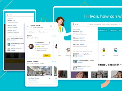Fazzdoc Regional Search Function app cards design fluid illustration location medical mobile navigation responsive responsive website design search search bar ui ux