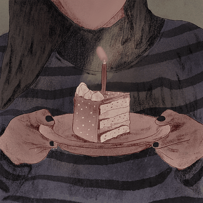 I hate my birthday app art birthday birthday cake design flat girl illustration illustrator minimal pastel procreate vector web
