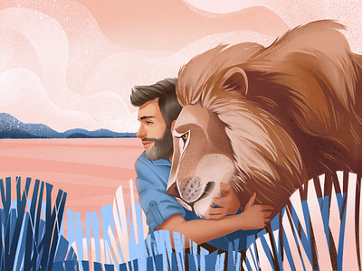 Power of Lion Illustration animal art animals design design studio digital art digital illustration digital painting environment graphic design illustration illustration art illustrations illustrator landscape lion man nature procreate wildlife wildlife illustration