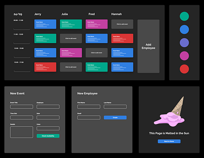 Employee Planning App Kanban Concept - Dark application calendar calendar design calendar ui dark theme design employee kanban kanban board schedule ui web