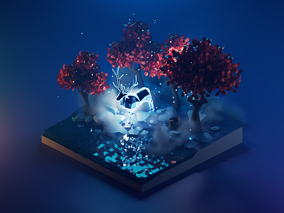 Patronus Charm 3d blender diorama harry potter illustration isometric low poly lowpoly lowpolyart patronus render