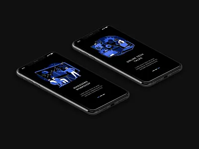"Blue Ink" education illustrations - dark versions black concept illustration dark illustration story ui ui elements uiux vector