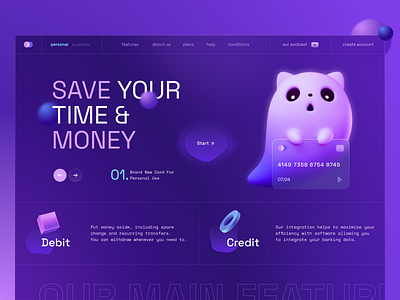 Banking / Fintech Landing Page banking credit card finance fintech gradient homepage landing page main page marketing marketing page payments product page ui ux design web web design