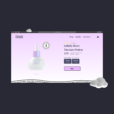 Sweet Dreams Product Page 3d product page webdesign