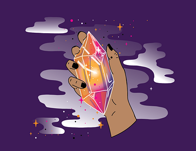 Beauty in the Facets | Crystal Hand Illustration crystal design illustration illustrator lines witchy