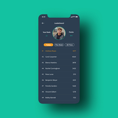 Daily UI - 019 "Leaderboard" 019 app daily ui daily ui 019 daily ui challenge dailyui dailyuichallenge design leaderboard ui