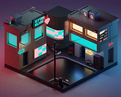 FUTURE HOME - Cyber Punk 3d 3d art 3d ilustration blender cyber punk cyberpunk future home ilustation ilustration ilustrator polygon polygonrunway road runway