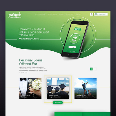 Indiabulls Personal Loan App landing page app applandingpage appwebsite landingpage ui uiux website websitedesigns websites