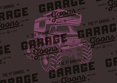 Motor Monster annual drunk event garage goon icon illustration lockup mobile home monster truck rain or shine redneck rv symbol wild