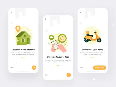 Food Delivery App- Onboarding app best shot 2020 dribbble best shot favourite app food app food delivery app foodcort interaction design mobile design onboarding ui restaurant app splashscreen trendy design user experience design