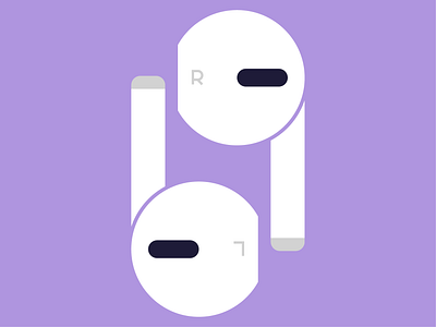 pods abstract airpods design earphones flat fun gray icon iconographic illustration minimal purple typography vector