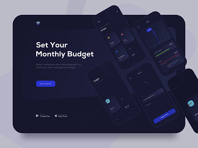 Budget Landing Page app application clean dark dashboard design ios landing landing page login onboarding registration sign up statistics ui user ux web