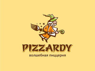 Pizzardy design logo magic pizza wizard