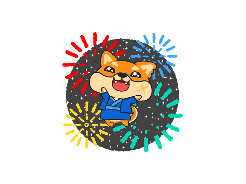 FIREWORKS - Bushiba Animated stickers for YouTube animation app chibi cute gif kawaii sticker stickers vector youtube