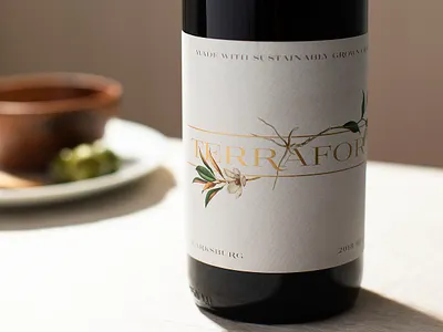 Terraform Sustainable Wine Label alcohol packaging beverage packaging botanical botanicals branding foil gold foil identity identity branding logo packaging packaging design sustainable wine wine bottle wine branding wine label