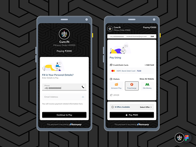 Razorpay Checkout | Curefit app checkout checkout page design features fintech fitness payment ui ux